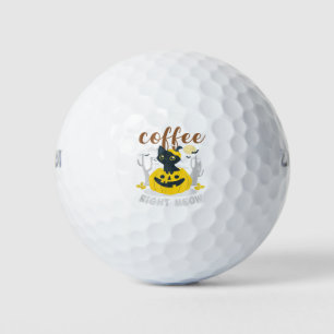 Coffee Right Meow Cat Caffeine Funny Halloween Ee Golf Balls
