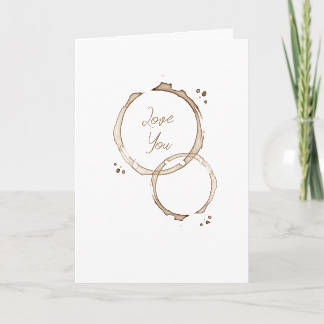 Coffee Rings LOVE YOU A LATTE Brown Artisan Fun Thank You Card (Front)