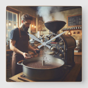 Coffee Roaster Square Wall Clock