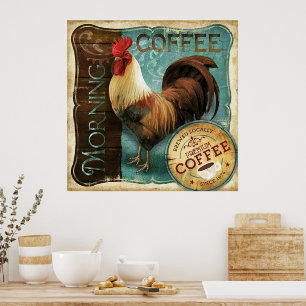 Coffee Rooster Poster