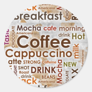 Coffee Round Sticker , 3 inch (sheet of 6)
