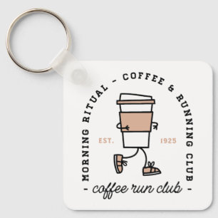 Coffee run club funny running lover key ring