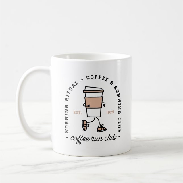Coffee run club funny running lovers aesthetic coffee mug (Left)