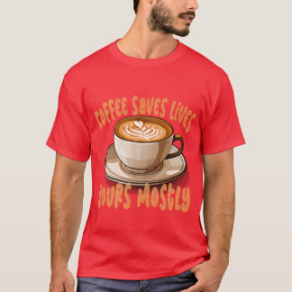 Coffee Saves Lives Yours Mostly Funny Coffee Meme  T-Shirt