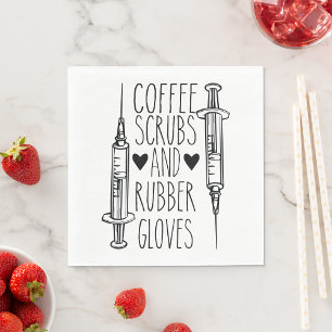 Coffee Scrubs And Rubber Gloves Napkins