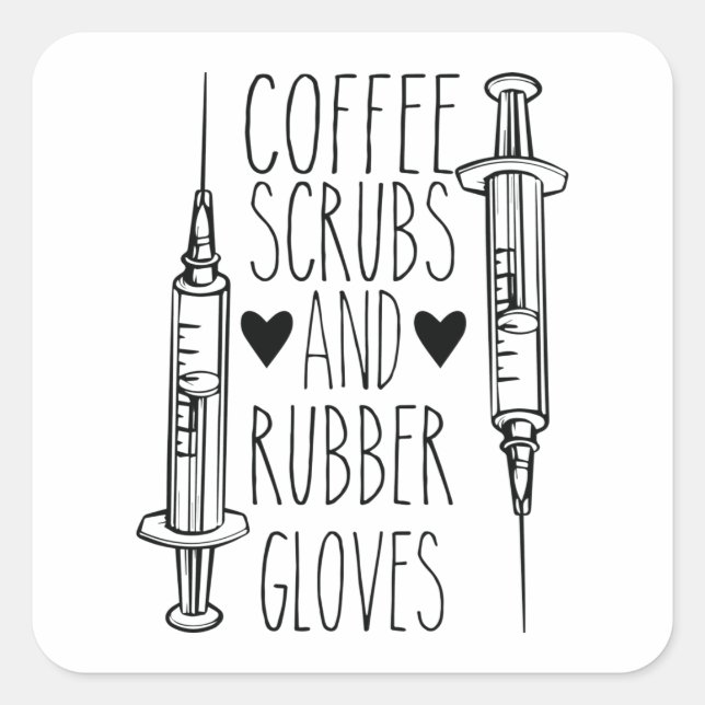 Coffee Scrubs And Rubber Gloves Square Sticker (Front)