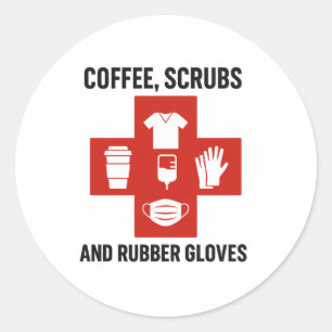 Coffee, Scrubs and Rubber Gloves Sticker