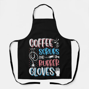 COFFEE SCRUBS RUBBER GLOVES RN Registered Nurse Apron