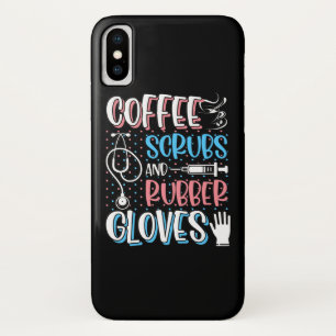 COFFEE SCRUBS RUBBER GLOVES RN Registered Nurse iPhone X Case