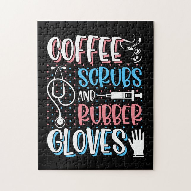 COFFEE SCRUBS RUBBER GLOVES RN Registered Nurse Jigsaw Puzzle (Vertical)