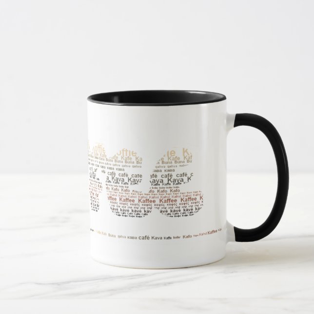 Coffee-shaped coffee in different languages Mug (Right)