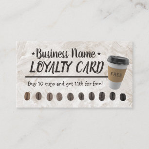 Coffee Shop 10 Cups Professional Customer Loyalty Card