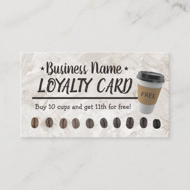 Coffee Shop 10 Cups Professional Customer Loyalty Card (Front)