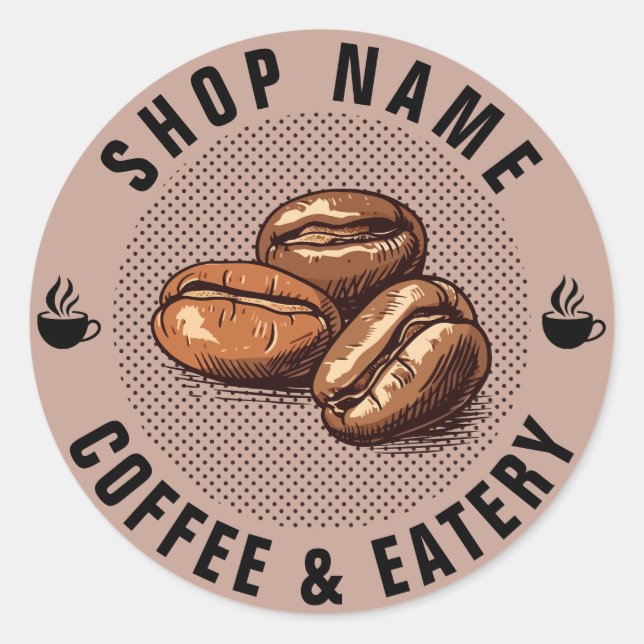 Coffee Shop and Eatery Business Classic Round Sticker (Front)
