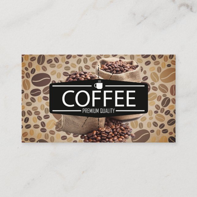 Coffee Shop | Barista Bag of Coffee Beans Business Card (Front)