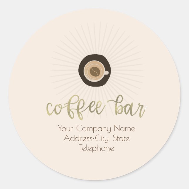 Coffee Shop Barista Gold Business Label (Front)