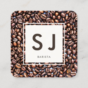 Coffee Shop Barista Square Business Card
