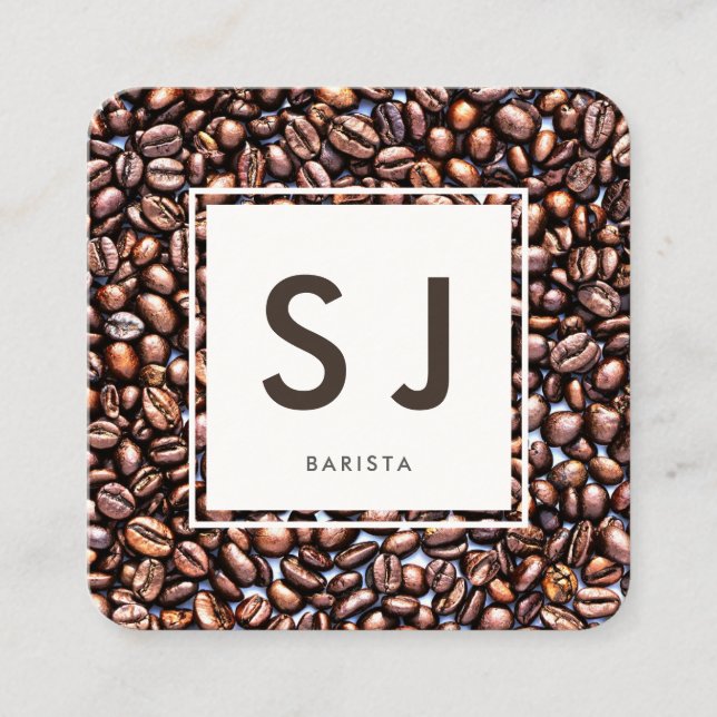 Coffee Shop Barista Square Business Card (Front)