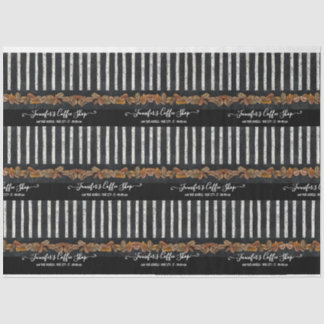 Coffee Shop Beans Striped Script Typography Chalk Tissue Paper
