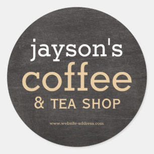 Coffee Shop Black Wood Label Sticker