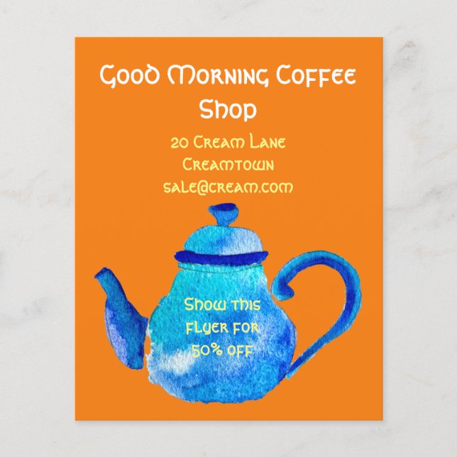 Coffee Shop cafe advertisement teapot Flyer (Front)