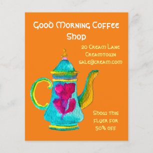 Coffee Shop cafe advertisement teapot Flyer