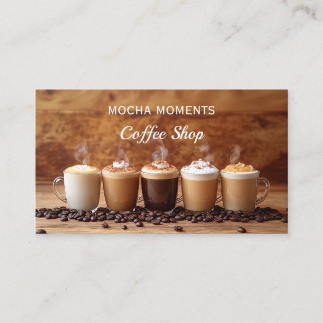 Coffee Shop Café and Barista themed Business Card (Front)
