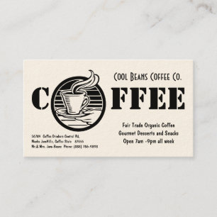 Coffee Shop Cafe Black & White Simple Business Card