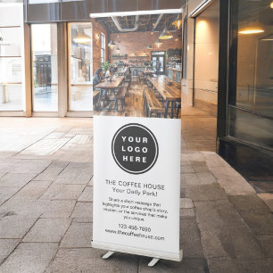 Coffee Shop Cafe Business Logo Professional Photo Retractable Banner