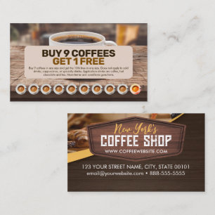 Coffee Shop Cafe Loyalty Punch Card