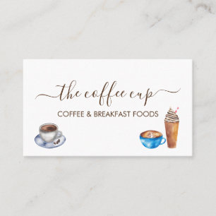 Coffee Shop Cafe Restaurant Watercolor Handwritten Business Card