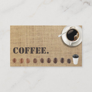 Coffee Shop Cafe Rustic Burlap Loyalty Punch Card