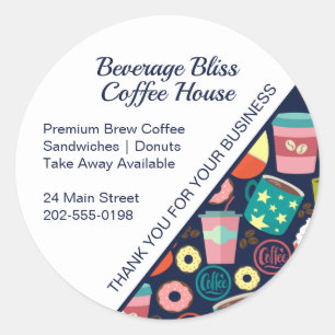 Coffee Shop Cafe Thank You Business Classic Round Sticker