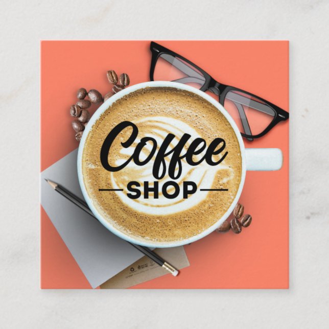Coffee shop/Coffee house/Coffee store Square Busin Square Business Card (Front)