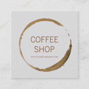 Coffee Shop - coffee stain Square Business Card