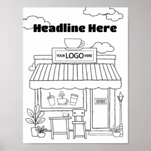 Coffee Shop Colouring Art Coffee Lovers Activity Poster