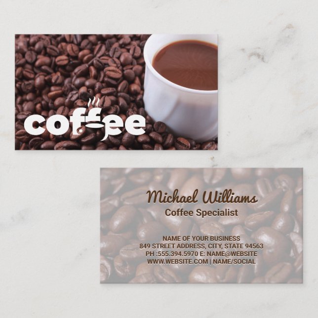 Coffee Shop | Cup and Beans Business Card (Front/Back)