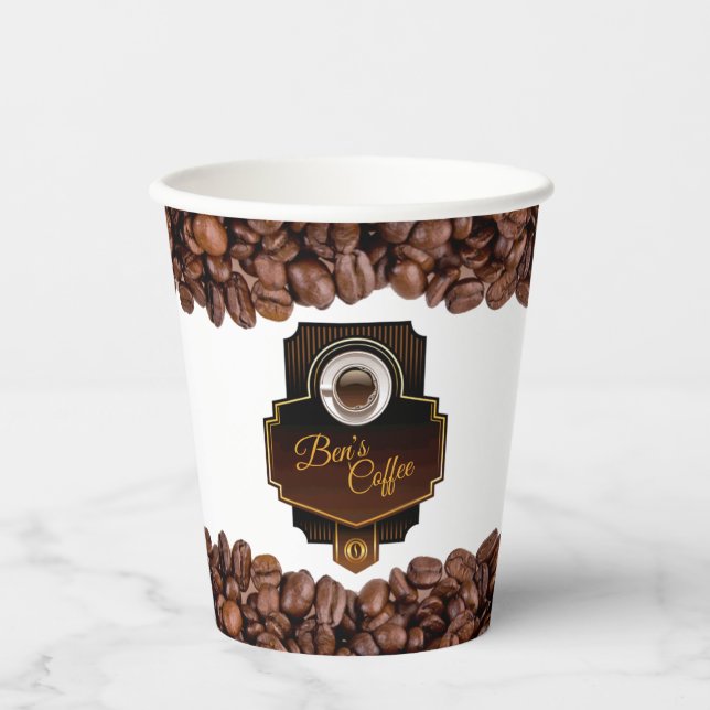Coffee Shop Custom Business Name  Paper Cups (Front)