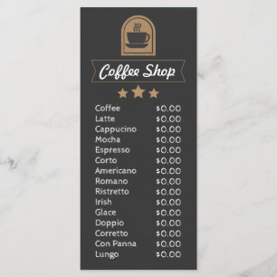Coffee Shop customisable add photo menu template