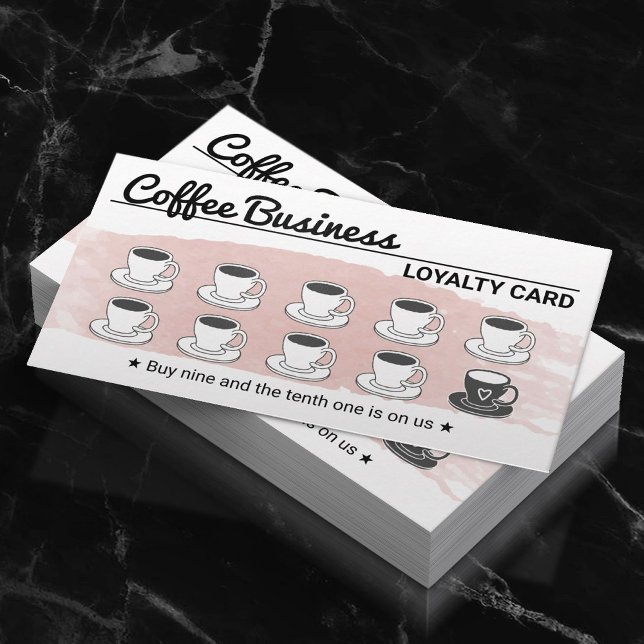 Coffee Shop Cute Blush Pink Loyalty Punch Card (Creator Uploaded)