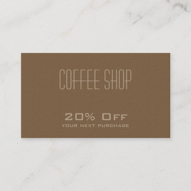 Coffee Shop  Discount Coupon Card (Front)