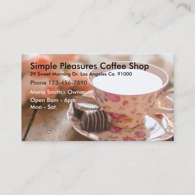Coffee Shop Elegant Businesscards Business Card (Front)
