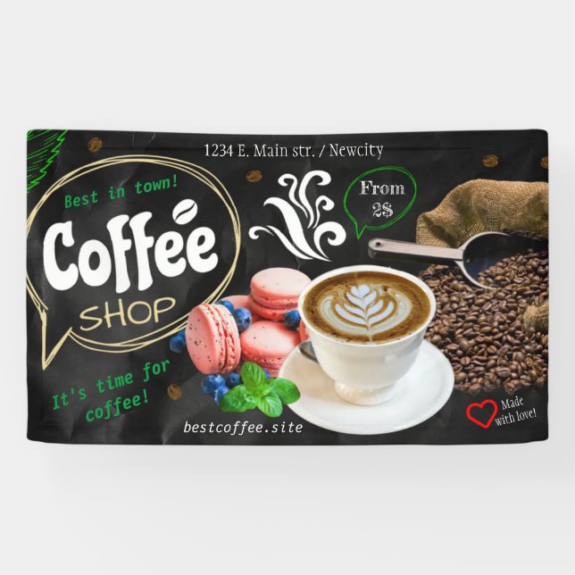 coffee shop espresso cafe drinks modern Business B Banner (Horizontal)