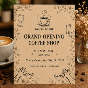 Coffee Shop Grand Opening Invitation