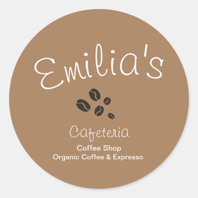 Coffee Shop  Hand-Drawn Logo Classic Round Sticker (Front)