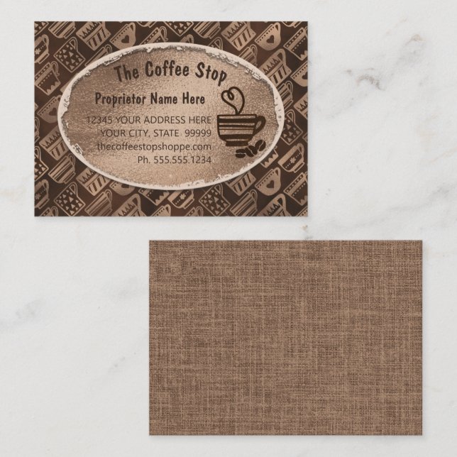 Coffee Shop Latte Mug Art Beans Chocolate Brown  Business Card (Front/Back)