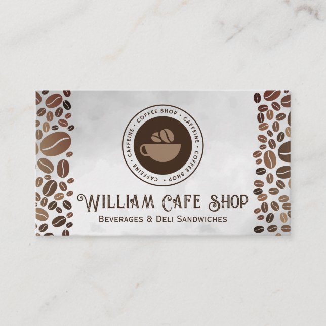 Coffee Shop Logo | Coffee Beans  Business Card (Front)