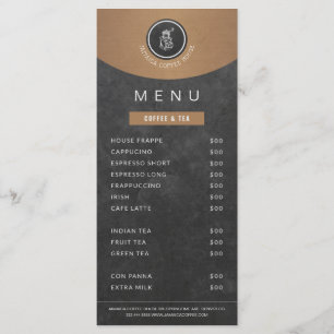 Coffee shop logo copper black promo price list menu