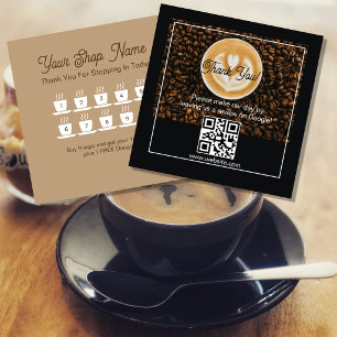 Coffee Shop Loyalty Card Cafe Rewards Punch Card