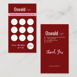 Coffee Shop Loyalty Reward Card Stamp Card